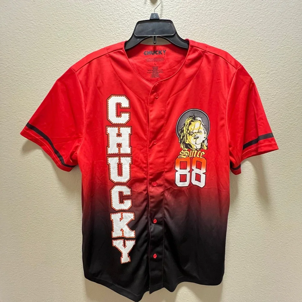 Chucky Baseball Jersey Kids Large‎ Red Black Gradient Wanna Play Horror Movie L